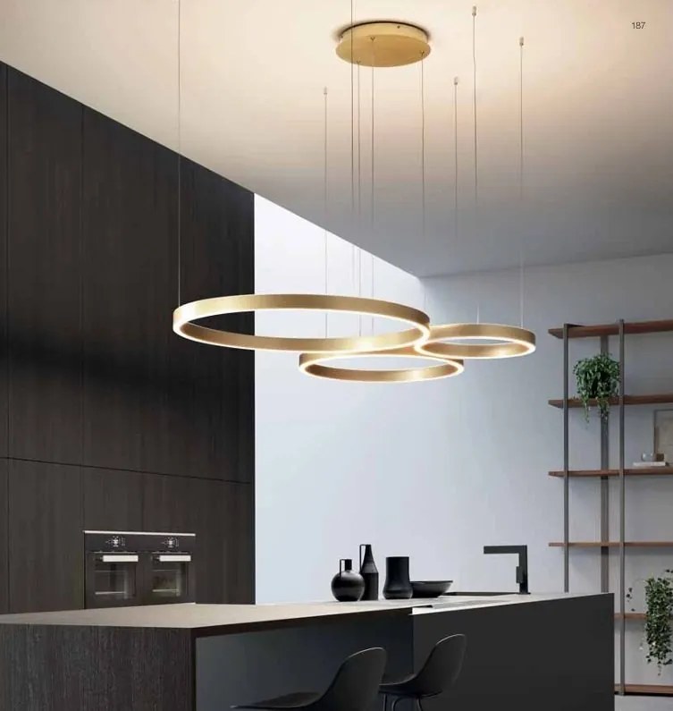 Lustra LED circulara cu 3 inele 80/60/40cm CRISEIDE, alb, negru sau auriu