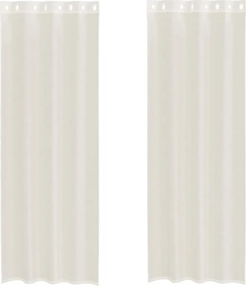 vidaXL Perdele Voile cu Oelii 2 buc Crem 140x260 cm