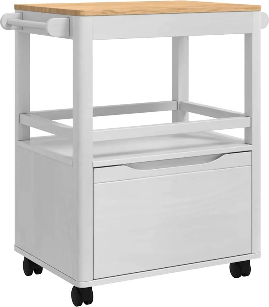 vidaXL Troler de Bucătărie FLORO Alb 72,5 x 45 x 80 cm