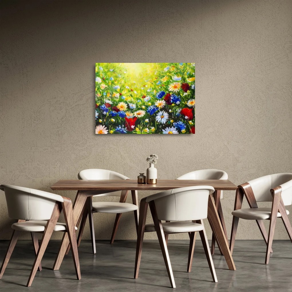 Tablou pe sticlă - Flori sălbatice (70x50 cm)