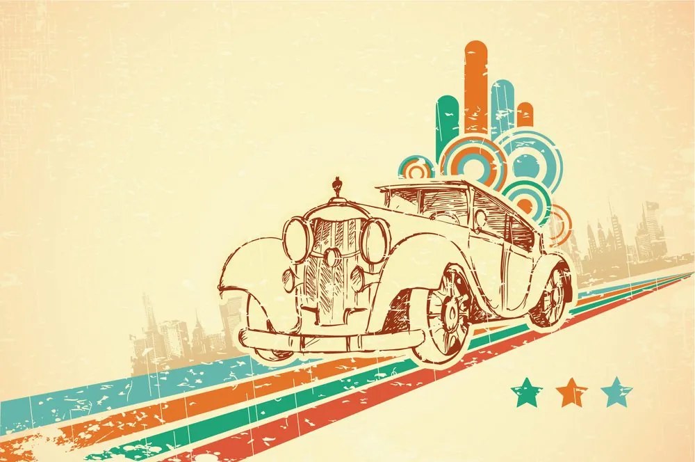 Tapet autoadeziv mașină cu fundal vintage
