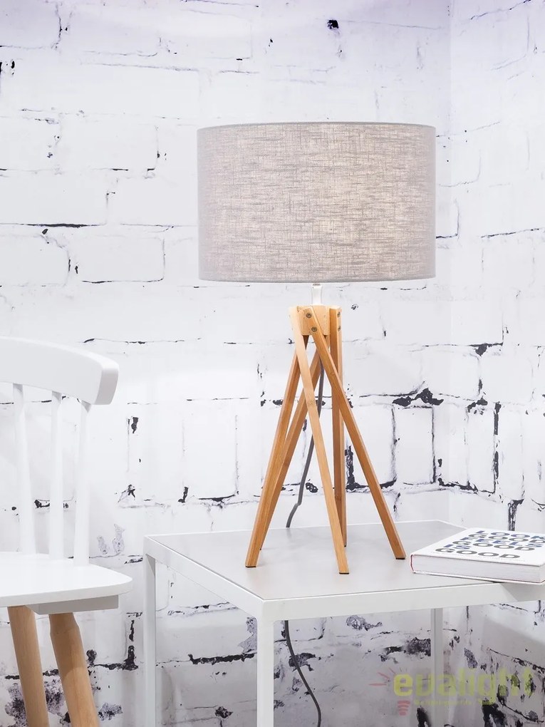 Lampa de masa realizata din materiale naturale, durabile si ecologice, KILIMANJARO/T gri deschis