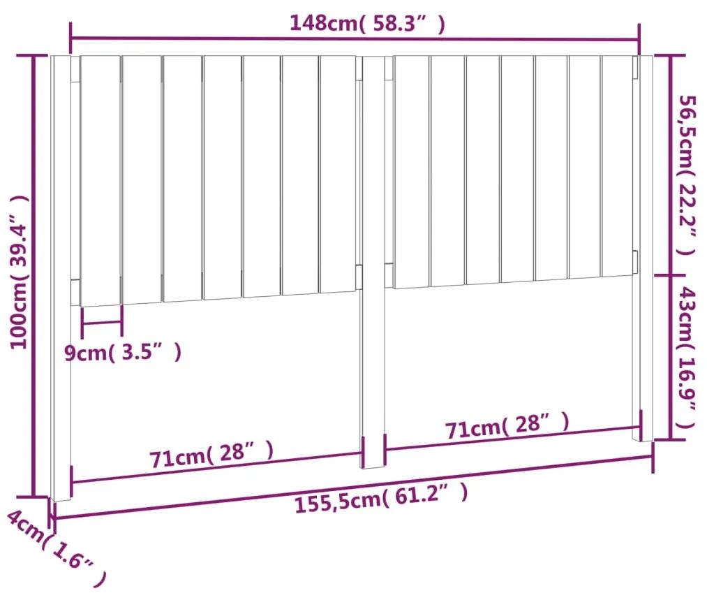 Tablie de pat, 155,5x4x100 cm, lemn masiv de pin 1, Maro, 155.5 x 4 x 100 cm
