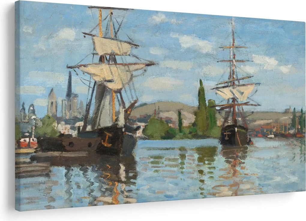 Tablou - Claude Monet, Ships Riding on the Seine at Rouen, reproducere (90x60 cm)