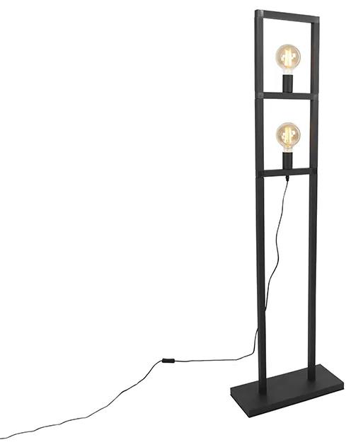 Lampă de podea industrială cu 2 lumini negre - Simple Cage 2