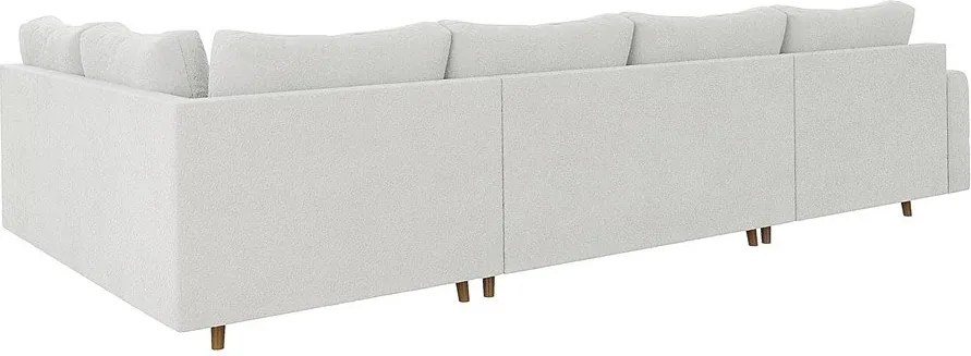 Colțar crem cu tapițerie din țesătură bouclé (colț stânga /în formă de "U") Ariella – Ropez