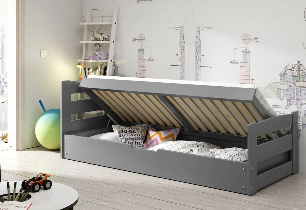 Supermobel Pat pentru copii ERNIE P1, natural, 90x200 cm + saltea + somieră GRATIS
