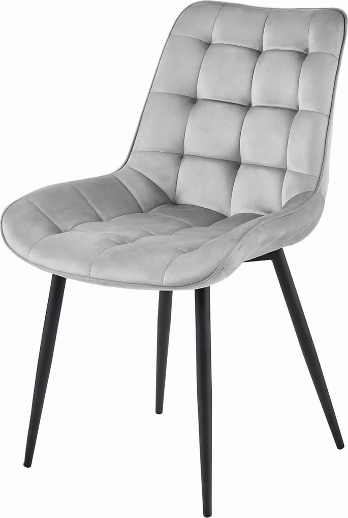Scaun din catifea BERA gri deschis cu picioare negre