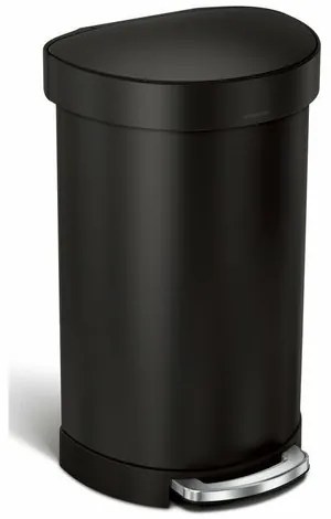 Simplehuman Coș de gunoi semicircular cu pedală șicadru din oțel inoxidabil, 45 l, negru