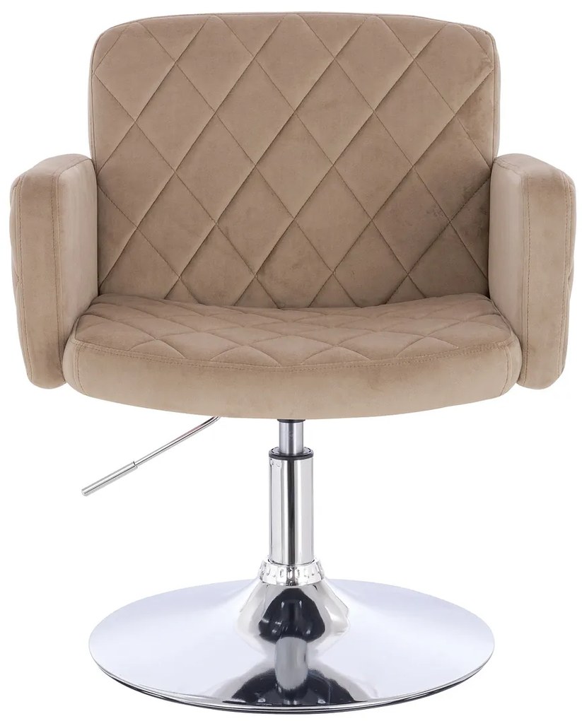 HR802N Scaun Latte din Catifea cu Bază Cromata
