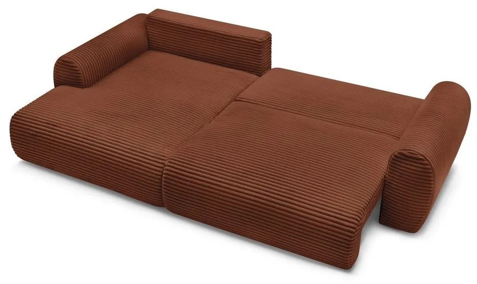 Colțar cărămiziu extensibil cu tapițerie din catifea reiată (cu colț pe partea stângă ) Lucien – Bobochic Paris