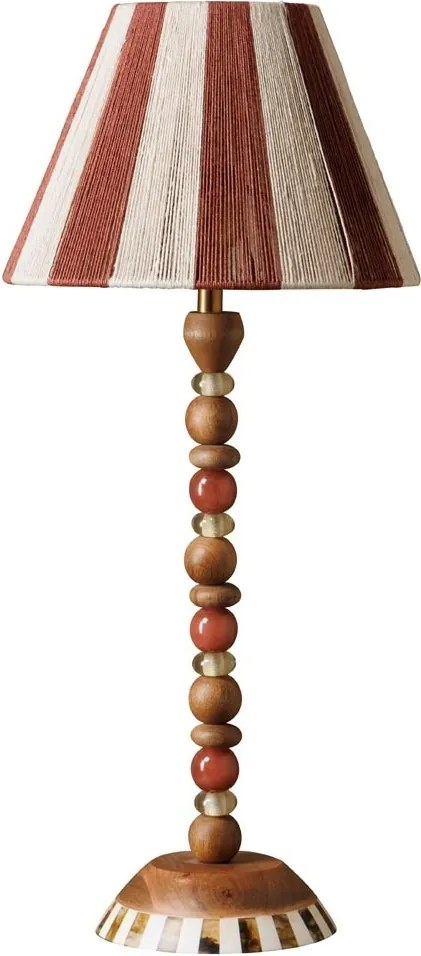 Lampa de masa, din rasina si margele din sticla, cu abajur din bumbac, Morena
