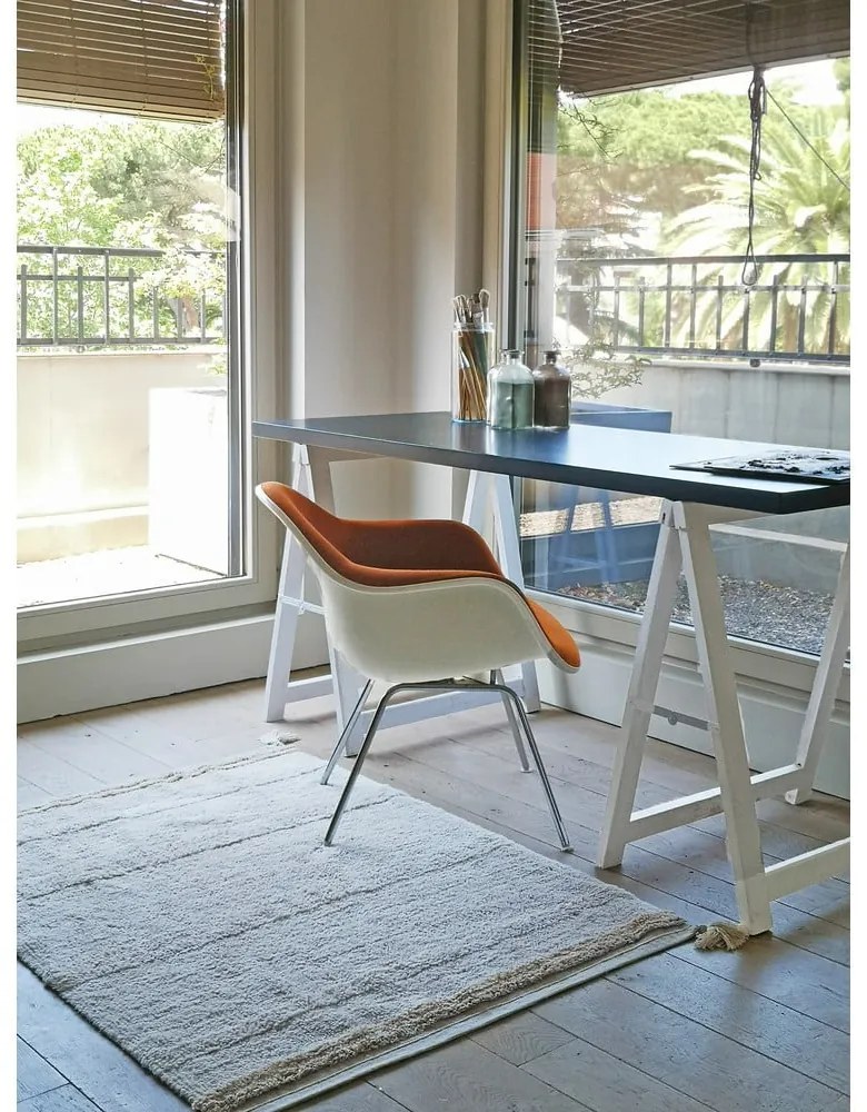 Covor crem lavabil/țesut manual din bumbac 90x130 cm Bloom Natural – Lorena Canals