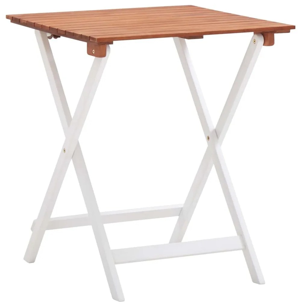 Set mobilier bistro, 3 piese, maro inchis  alb lemn de acacia