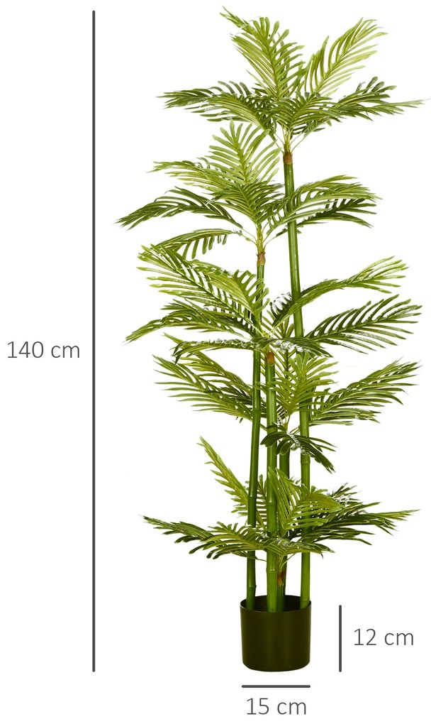 HOMCOM Planta artificiala Palmier tropical in ghiveci cu 45 de frunze, pentru interior exterior, 140 cm, Verde | Aosom Romania