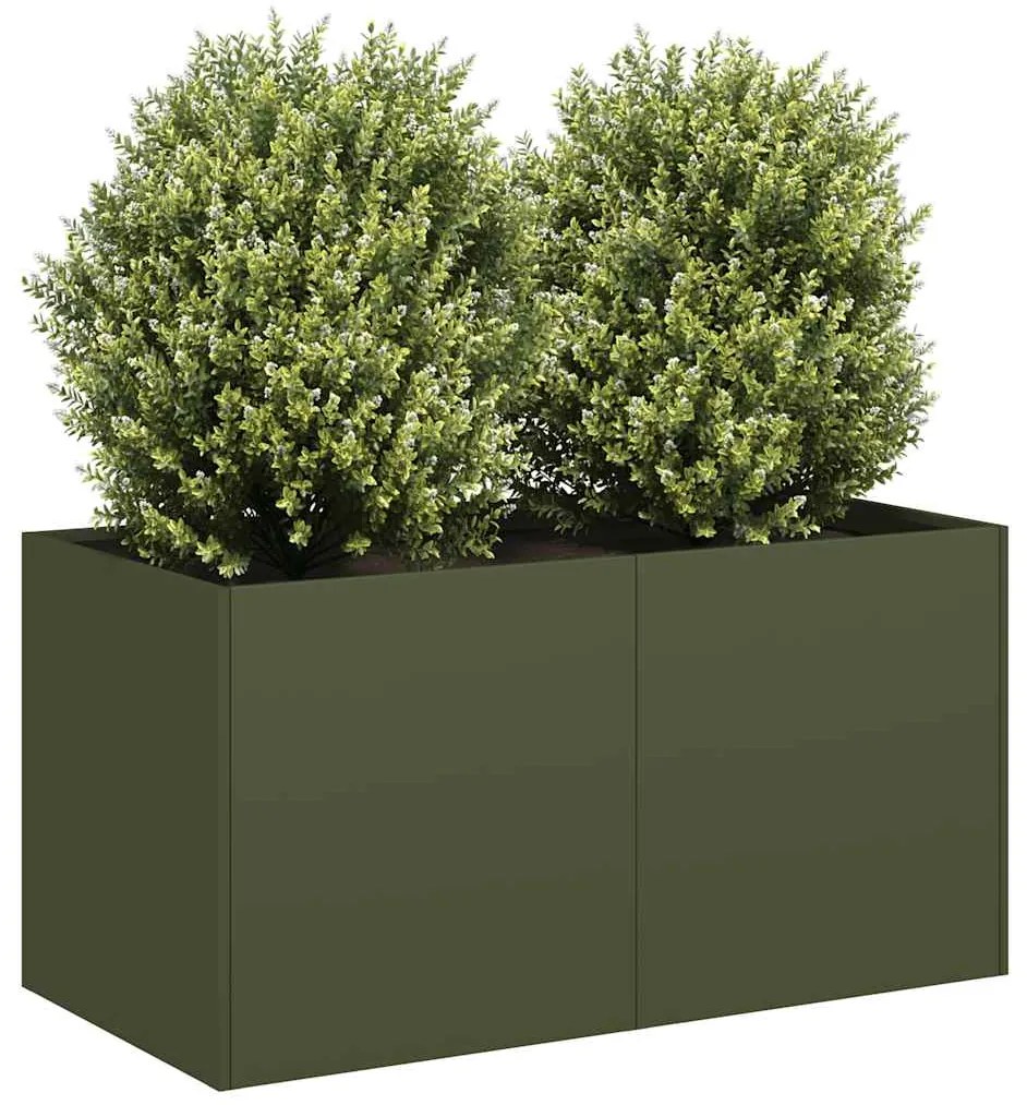 vidaXL Jardinieră verde măsline 80x40x40 cm oțel laminat la rece