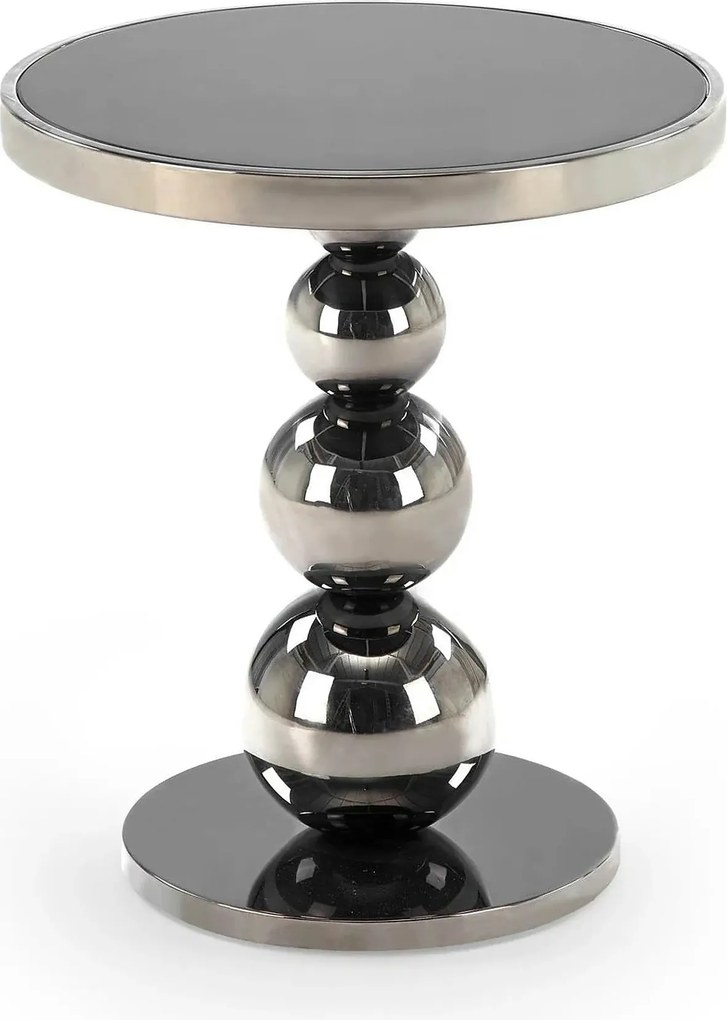 Masuta CARLA, negru/argintiu, sticla/metal, 40x46 cm