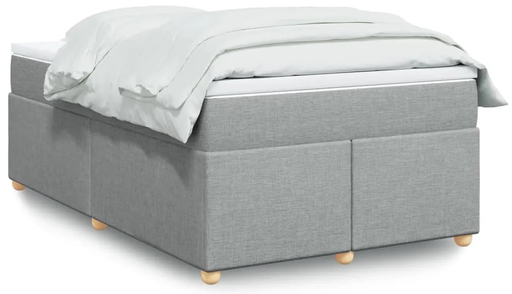 vidaXL Pat box spring cu saltea, gri deschis, 120x190 cm, textil