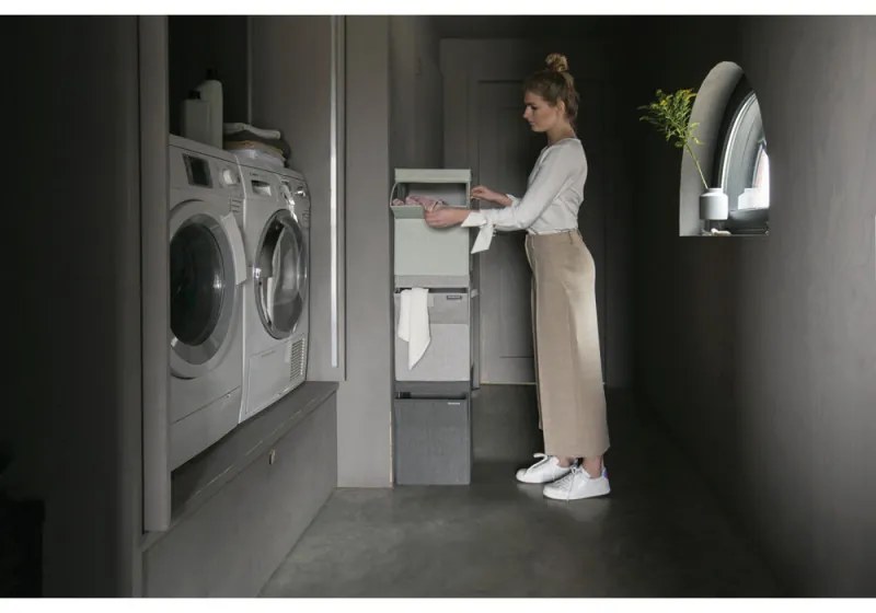 Cutie de rufe stivuibilа Brabantia 1000828, 35 L, Deschidere frontala, Capac lat, Pliabil, Negru