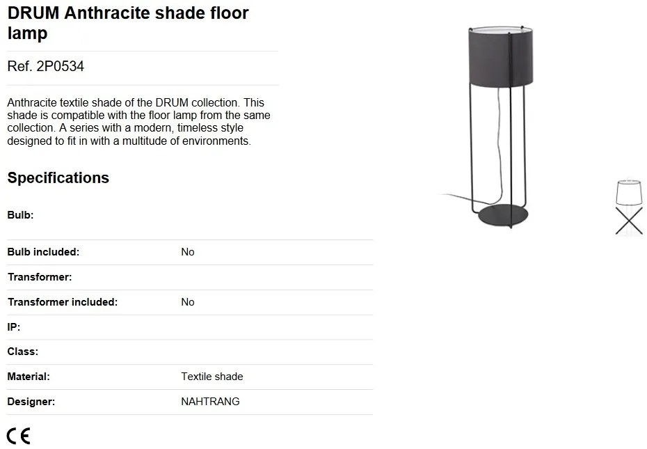 Lampa podea / Lampadar modern design elegant DRUM gri antracit