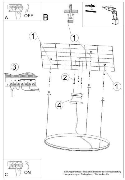 Lustră LED pe cablu RIO LED/30W/230V CRI95 4000K d. 55 cm auriu Thoro TH.217
