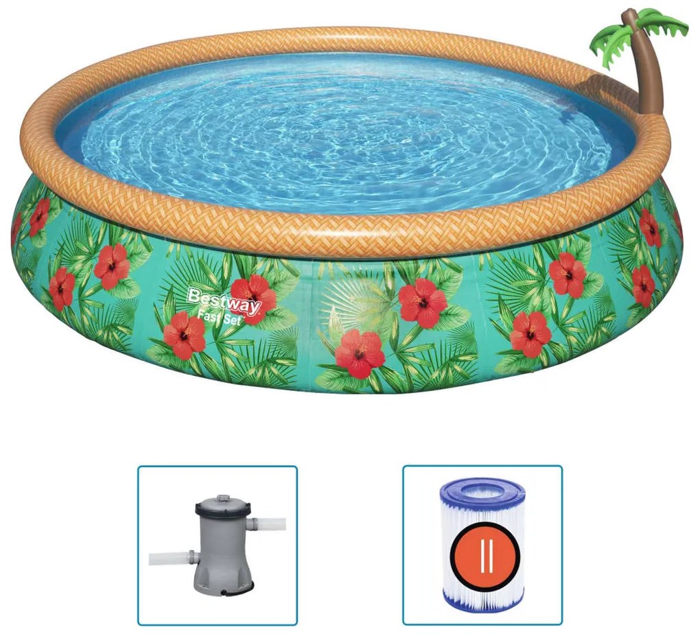 Bestway set de piscină gonflabilă fast set paradise palms, 457x84 cm