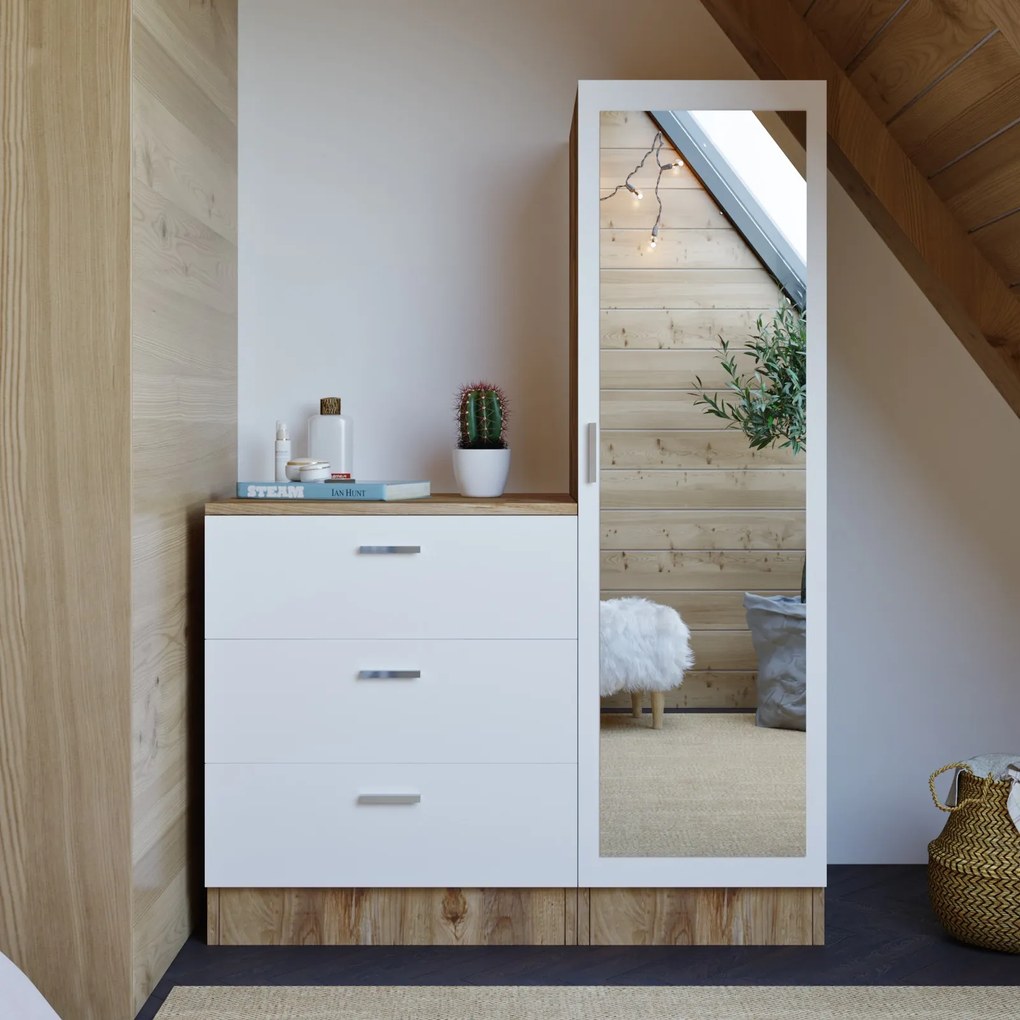 Set mobilier pentru hol Cicci (Pin atlantic + Alb). 1072753