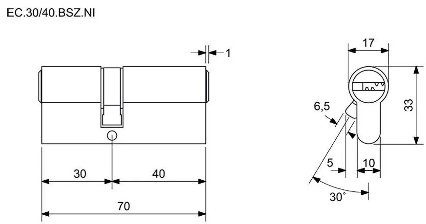 Inserție de construcție EC 30/40.BSZ cu cuplare de trecere, nichel