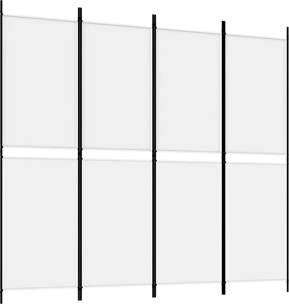 vidaXL Paravan de cameră cu 4 panouri, alb, 200x180 cm, textil