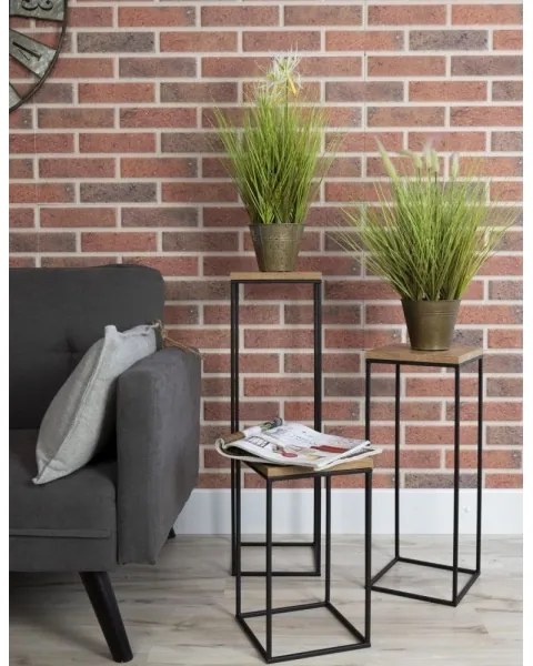 Suport flori BASICLOFT 60x24 negru/maro