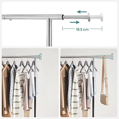 Suport extensibil pentru haine, metal, negru, Songmics