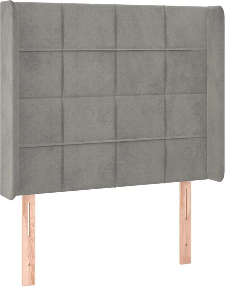 vidaXL Tăblie de pat cu aripioare gri deschis 103x16x118/128cm catifea