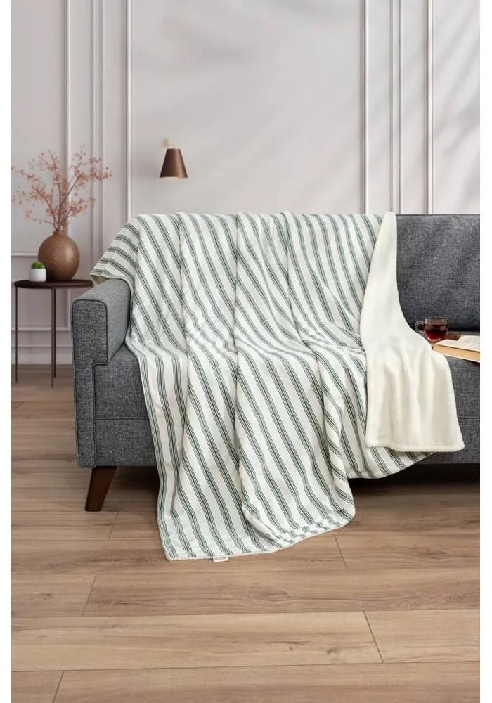 Pătură albă/verde 150x190 cm Soren Wellsoft – Mijolnir