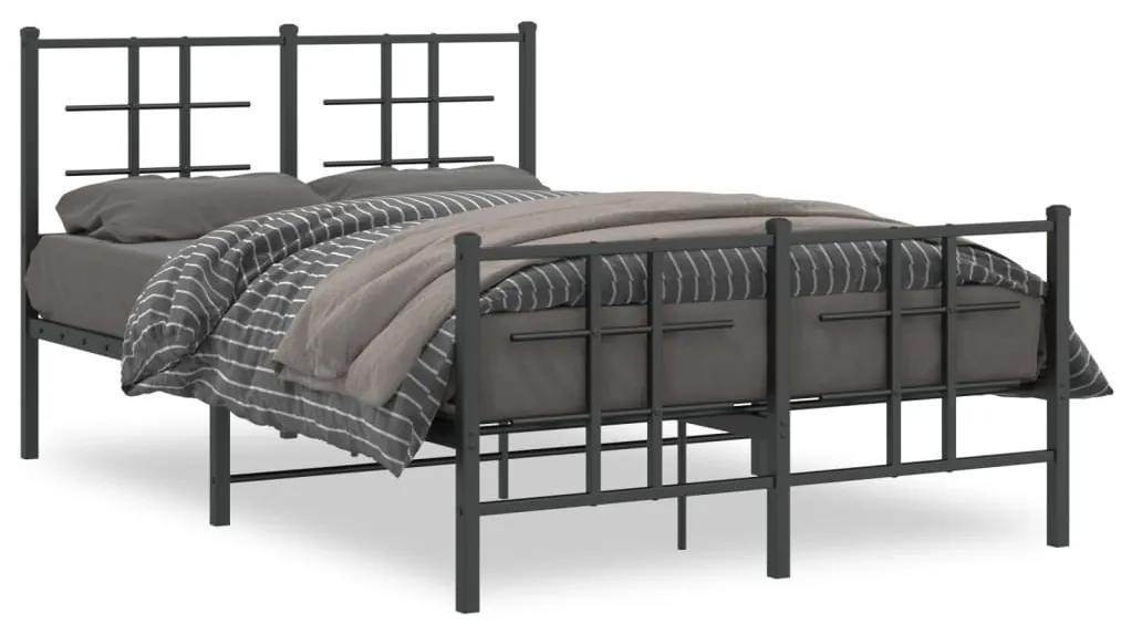 355577 vidaXL Cadru pat metalic cu tăblie de cap/picioare, negru, 120x200 cm