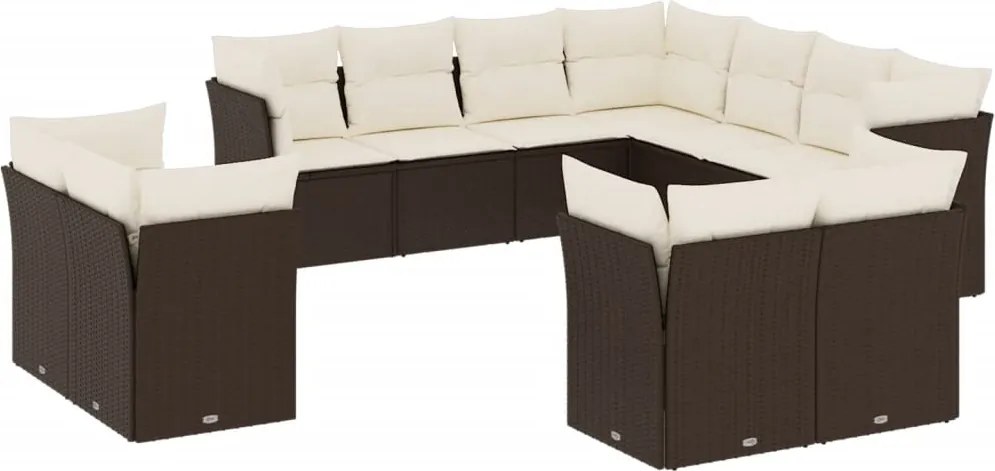 vidaXL Set canapele de grădină cu perne, 11 piese, maro, poliratan