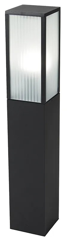 Lampă inteligentă de exterior neagră cu sticlă canelată 80 cm incl. WiFi A60 - Charlois