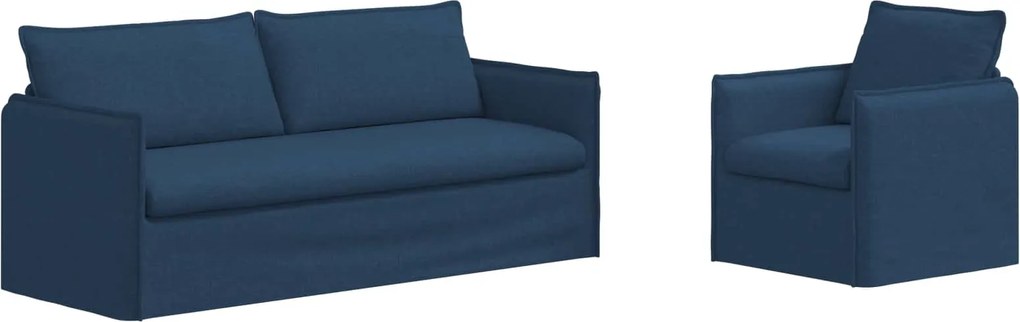 vidaXL Set de canapea 2 pcs albastru 196 x 82 x 85 cm țesătură