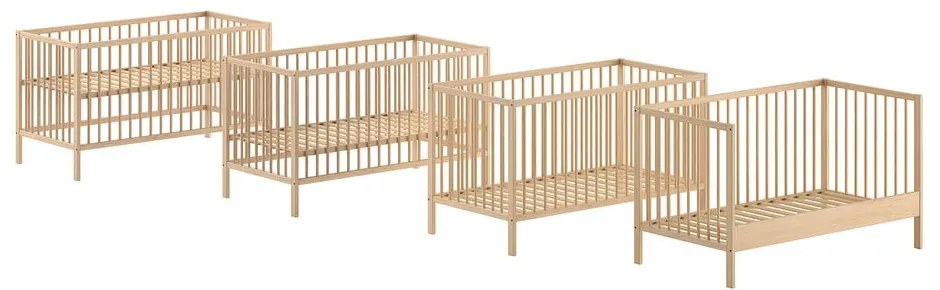 Pătuț în culoare naturală din lemn de pin 70x140 cm DINO – Vipack