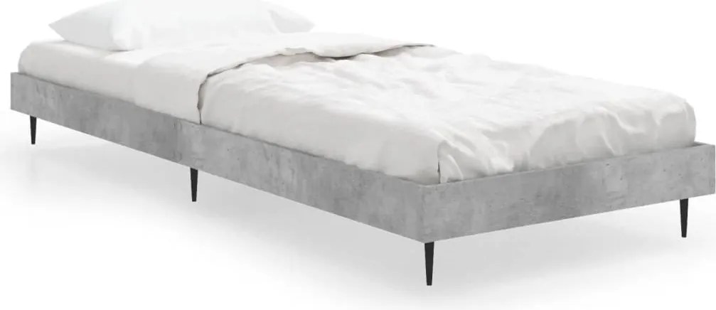 vidaXL Cadru de pat, gri beton, 75x190 cm, lemn prelucrat