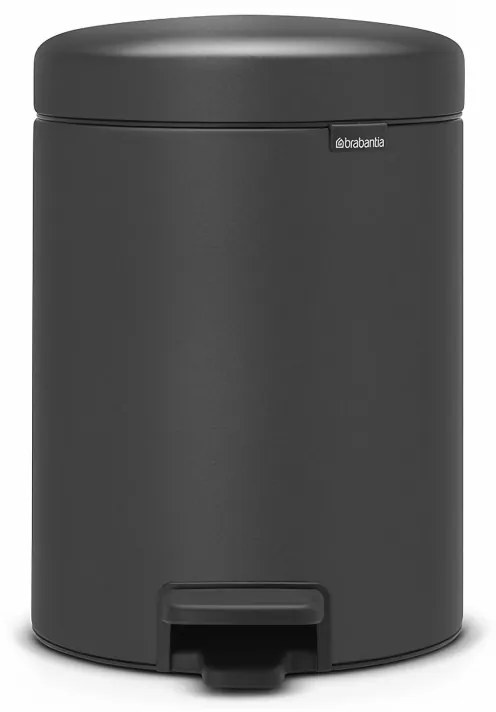 Cos de gunoi cu pedala Brabantia NewIcon 1001103, 5 L, Inchidere lina, Baza antiderapanta, Finisaj mineral, Gri inchis