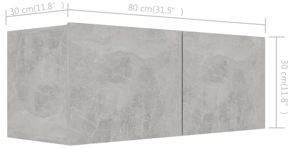 Set de dulapuri TV, 7 piese, gri beton, PAL 1, Gri beton, 80 x 30 x 30 cm