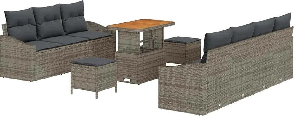 vidaXL Set de canapele pentru grădină cu pernă cu pernă 10 pcs Gri