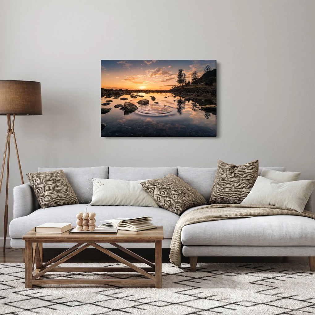Tablou - Apus de soare la lac (90x60 cm)