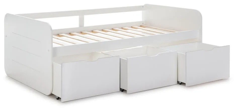 Pat pentru copii alb cu spațiu de depozitare 90x190 cm Abbott – Marckeric