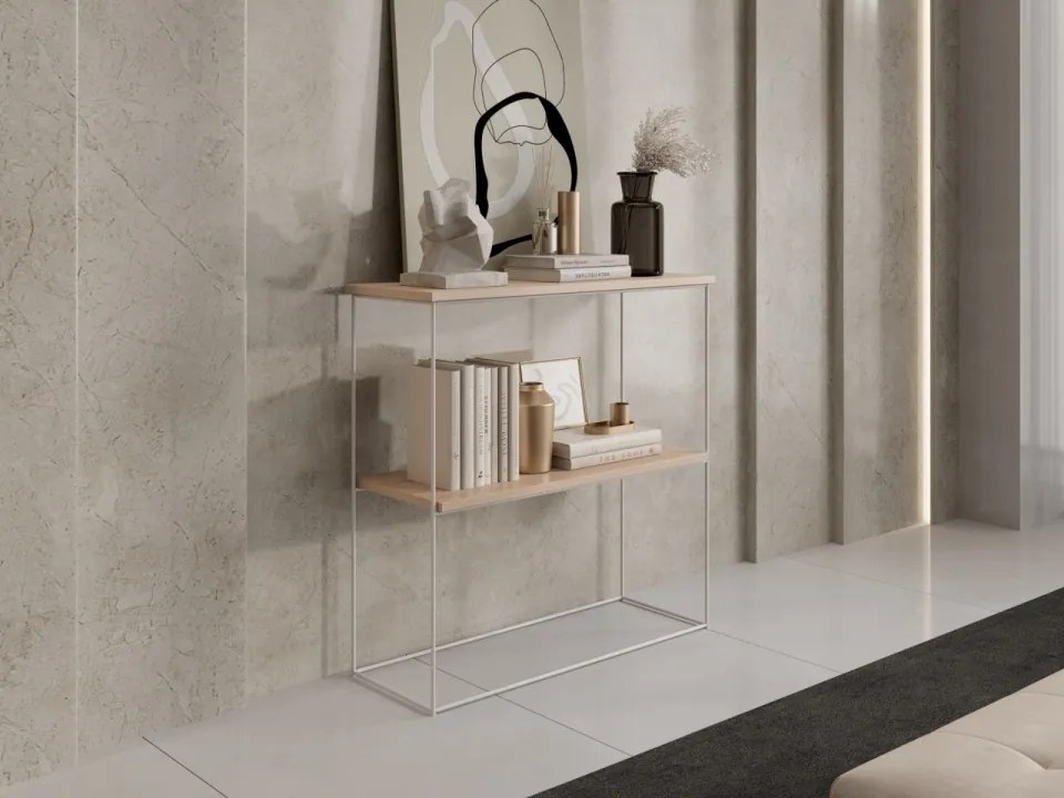 Consolă hol, 80x30x80 cm TONI 1, ADRK Furniture (Culoare: Auriu / Sonoma)