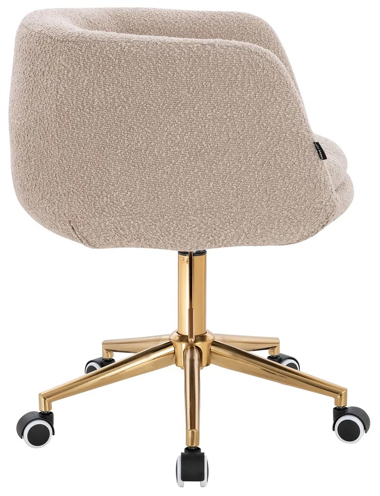 HR333K Scaun Boucle Latte cu Bază Aurie