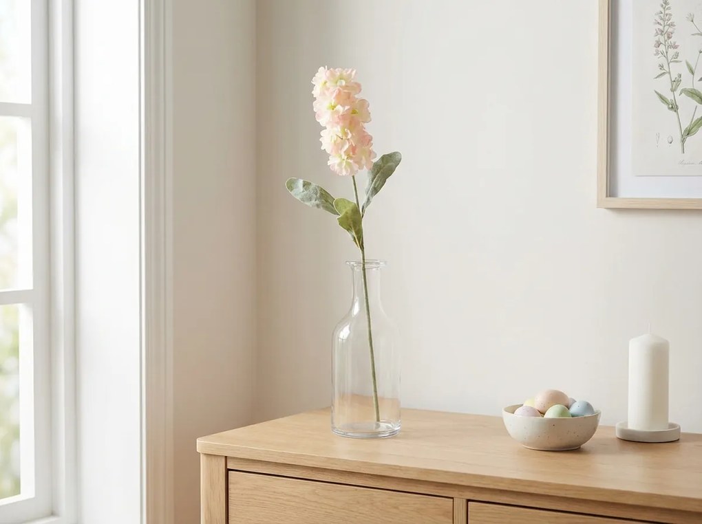 Floare artificiala MATTHIOLA 56 cm, alb-roz