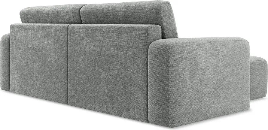 Colțar gri extensibil/cu spațiu de depozitare cu tapițerie din chenille (cu colț pe partea stângă/cu șezlong) Kona – Makamii
