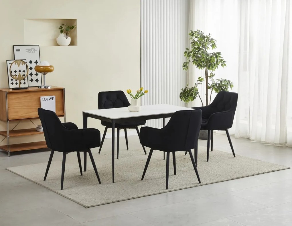 Scaun de masa rotativ JORK360 VELVET, negru