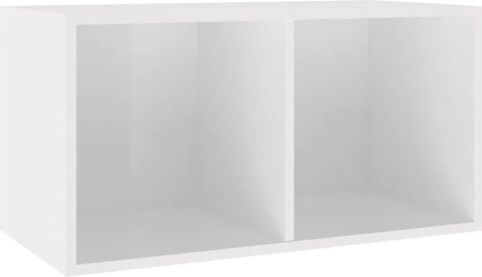 vidaXL Cutie de depozitare viniluri, alb extralucios, 71x34x36 cm lemn